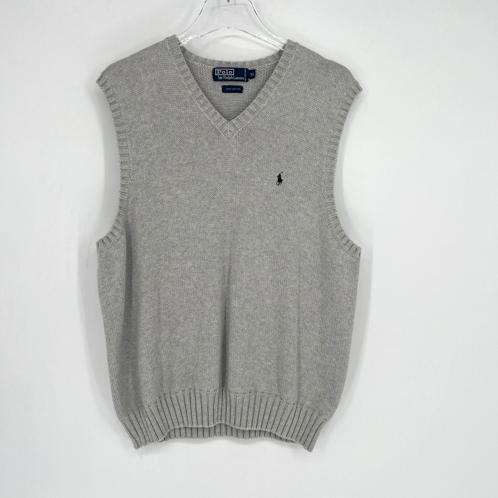 Vtg Ralph Lauren Sweater Vest Men XL Gray Golf‎ Preppy 90s Academia